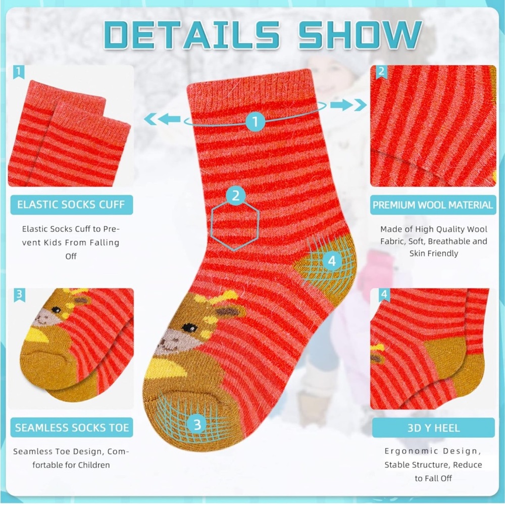 NWT Kids Wool Socks (6 pack) - Picture 4 of 6